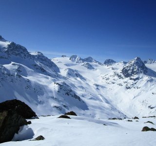 Aussicht, Silvretta, Dreiländerspitze, Piz Buin, Skitour