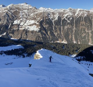 Skibergsteiger, Aufstieg, Berge, schnee