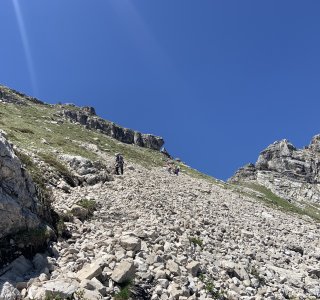 Hindelanger Klettersteig, Abstieg