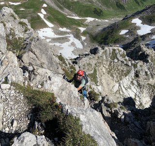 Mindelheimer Klettersteig, senkrechte Passage
