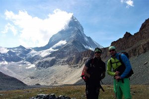 Matterhorn, sonne, wolken, bergführer
