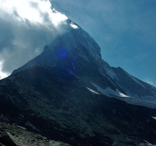 Matterhorn, sonne, wolken, fels, hörnligrat, zermatt