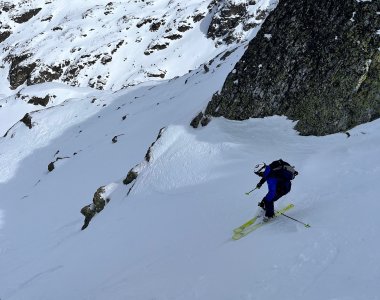 skifahrer, abfahrt steiles gelände, musala