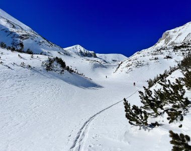 skispur, winterlandschaft, berge, schnee