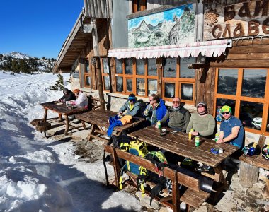 skihütte, sonnenterrasse, mehrere personen