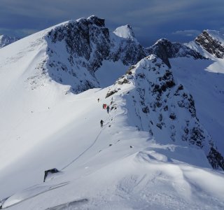 Litjemoa, skigruppe, aufstieg, berge, felsen, meer