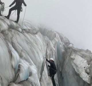 gletscherspalte, kletterer, seil