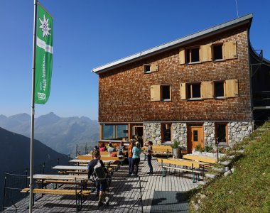 hütte, waltenberger haus, terasse