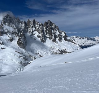 felspitzen, gletscher, skifahrergruppe, gletscher