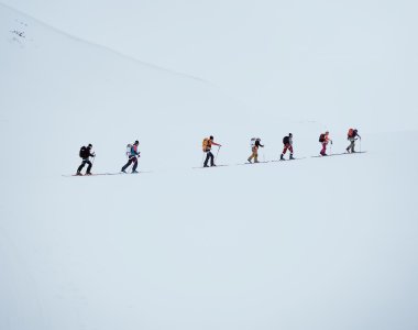 skitourengruppe, schneefläche