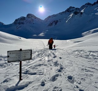 rückweg zur heidelberger huette, skitour breite krone