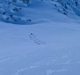 abfahrt ins vallee blanche, courmayeur