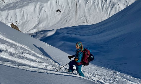 skitour  valle d'aosta, steiler aufstieg