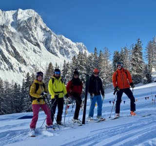 freeridegruppe, gruppenfoto, skigebiet val veney, mt. blanc