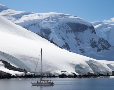Ski & Sail Westgrönland, segelschiff, gletscher