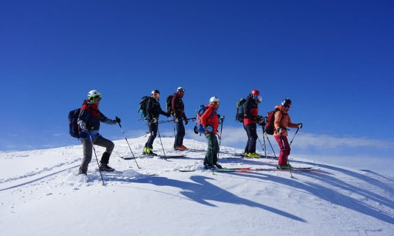 Skitourengruppe, Pirin Gebirge, Bulgarien, Balkan