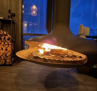Lyngen North Restaurant, Kaminfeuer