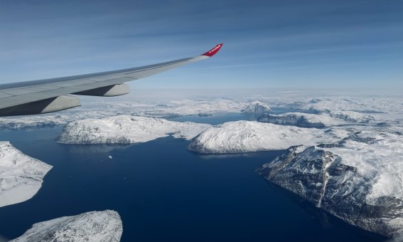 Anflug im Airbus 330 auf Nuuk, 2026