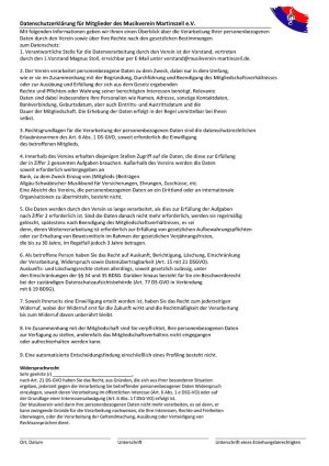 Datenschutzerklärung MV Martinszell