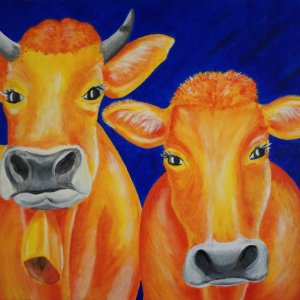 2 Kühe Acryl auf Leinwand 60x40cm