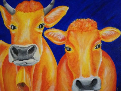 2 Kühe Acryl auf Leinwand 60x40cm