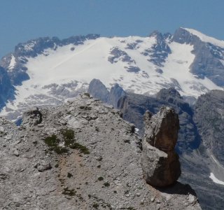 Blick auf die Marmolata (3.343 m) dem höchsten Berg in den Dolomiten