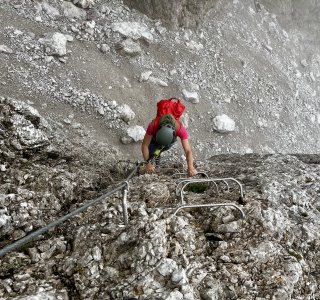 Die ersten Meter im Klettersteig