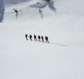 5. Tag - Ideales Schneeschuhgelände im Aufstieg zum Kreuzkofeljoch (2.612 m)