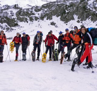 1. Tag - Start zur Schneeschuhtransalp - Aufstieg von Baad im Kleinwalsertal durch das Bärgundtal