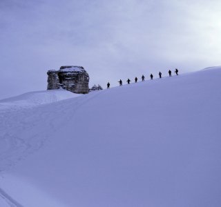 3. Tag - Beim Abstieg vom Monte Castello kann jeder seine eigene Spur in den Tiefschnee legen