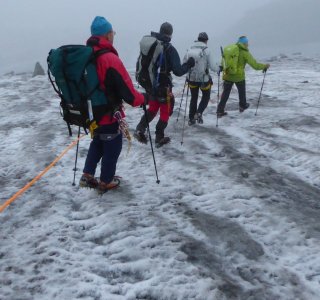 5. Tag - Beim Abstieg über den Glacier du Piece nach Arolla gehen wir am Seil