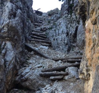 6. Tag - Steile Rinne im Aufstieg zur Giussani Hütte