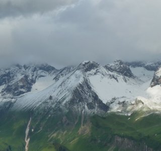 1. Tag - Blick auf die vreschneite Trettach, Mädelegabel und Hochfrottspitze