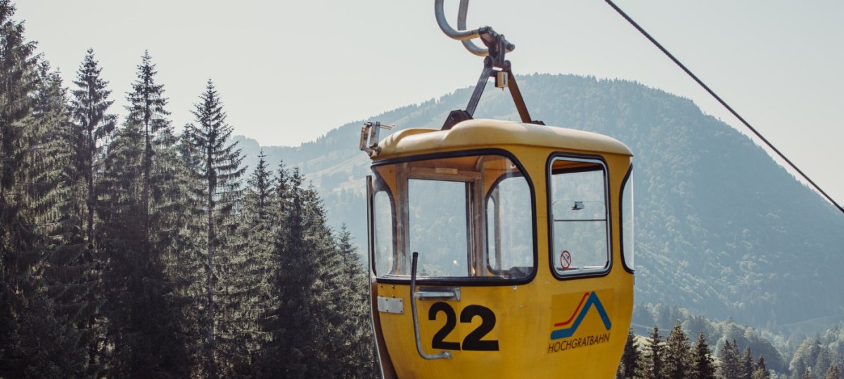 Gondelfahrt mit Retro-Charme. Die Hochgratbahn
