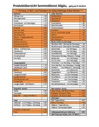 Aktuelle Preisliste Semmeldienst