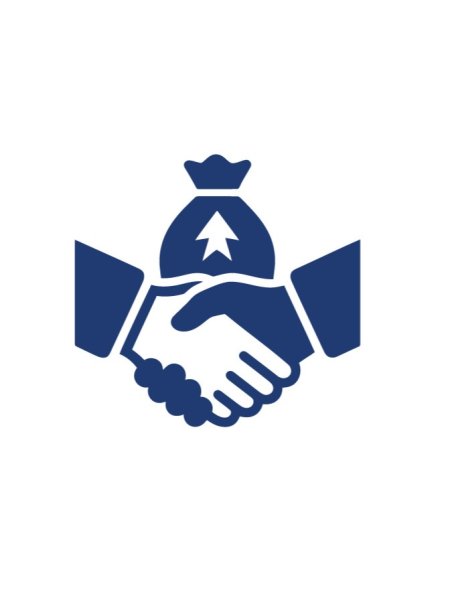 Zwei Hände treffen sich zu einem Handschlag, um eine Vereinbarung zu schließen. Der Hintergrund zeigt ein einfaches Logo.