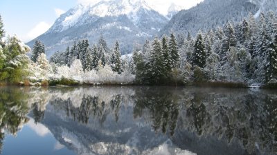 Erster Schneefall am Moorweiher