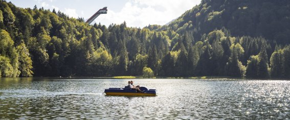 Unterwegs mit dem Tretboot