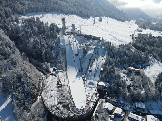 Die Skisprungschanzen von oben