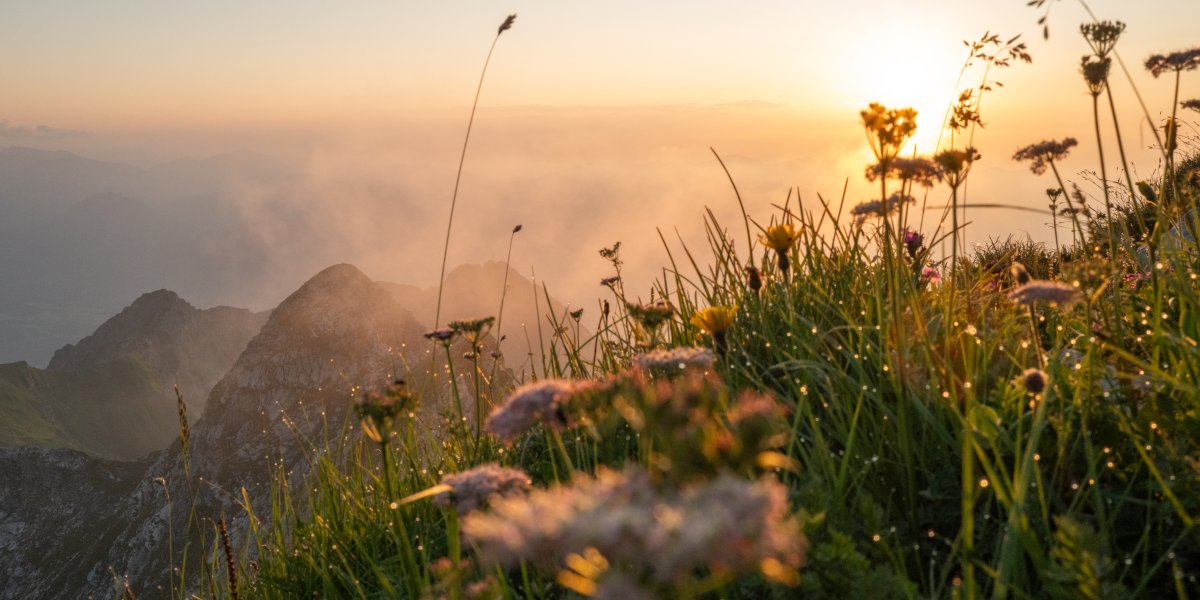 Sonnenuntergang in den Bergen