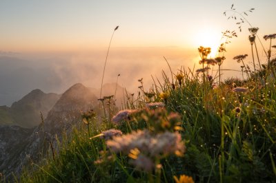 Sonnenuntergang in den Bergen