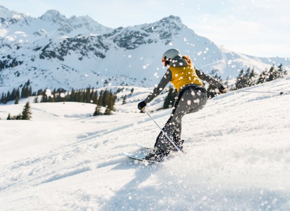 Rasant die Piste vom Fellhorn hinab