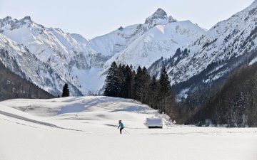 Bergpanorama mit Langläuferin