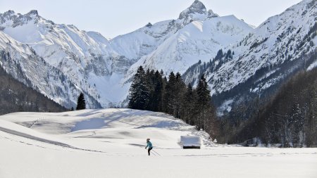 Bergpanorama mit Langläuferin