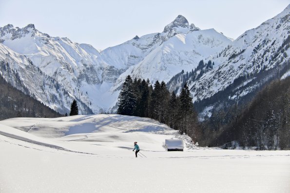 Bergpanorama mit Langläuferin