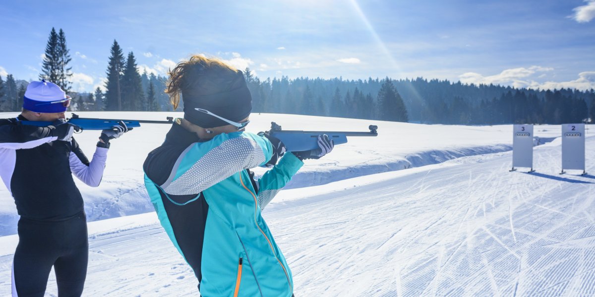 Konzentration am Biathlon-Schießstand