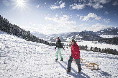 Zu zweit auf dem Weg zur Gaisalpe