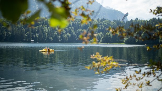 Tretbootfahren am Freibergsee