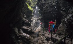 Regenschirme in der Breitachklamm