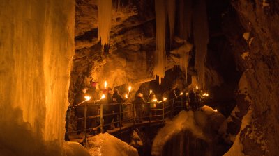 nächtliche Fackelwanderung in der Breitachklamm